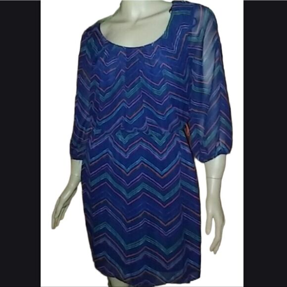 City Triangles Sheer Lined Dress with Puff Sleeve - Picture 1 of 5